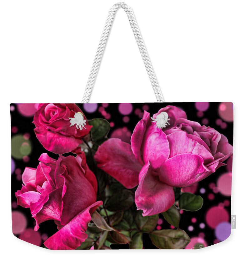 Hot Pink Weekender Tote Bag featuring the photograph Hot Pink Trio by Sylvia Thornton