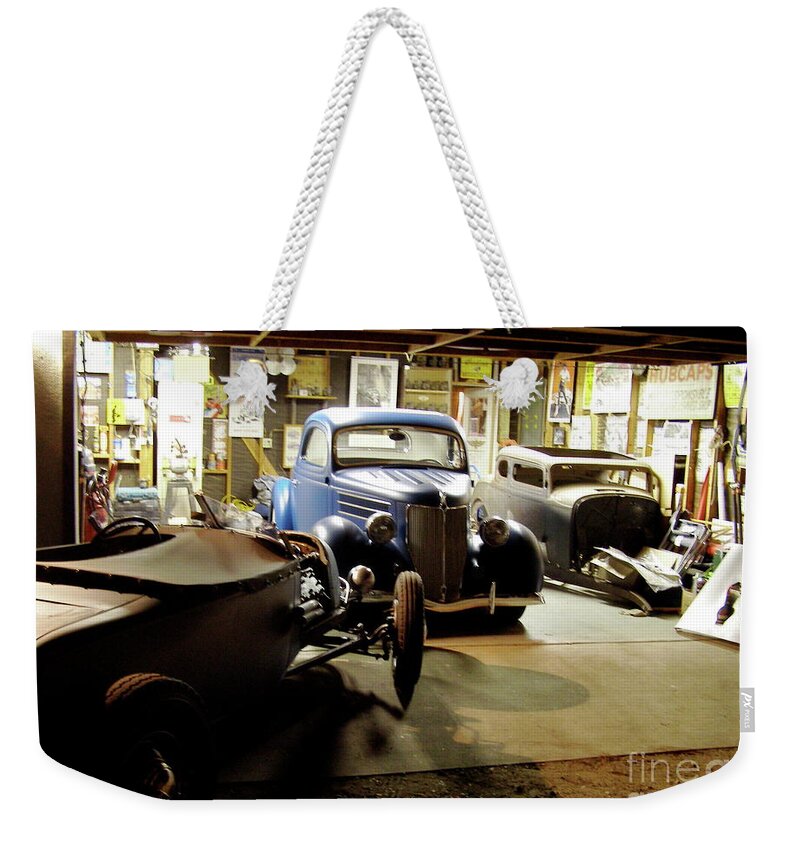 Hot Rod Garage Weekender Tote Bag featuring the photograph Hot Rod Garage by Alan Johnson