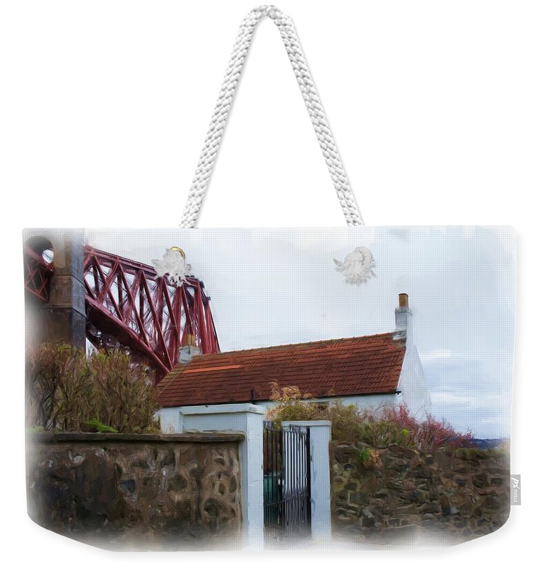 House At The Bridge Weekender Tote Bag featuring the photograph House at the bridge by Elena Perelman