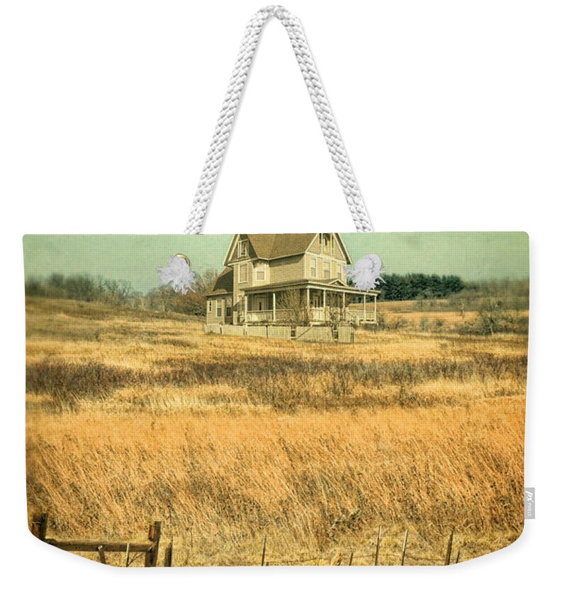 Abandoned Weekender Tote Bag featuring the photograph House in a Field by Jill Battaglia