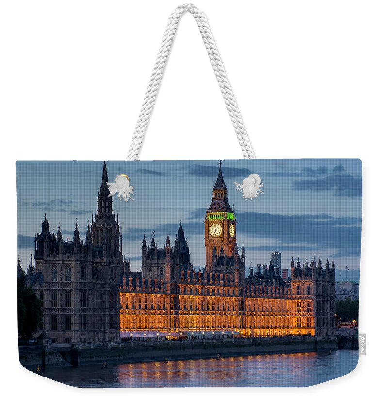 Democracy Weekender Tote Bag featuring the photograph Houses Of Parliament And Big Ben Are by Charles Bowman