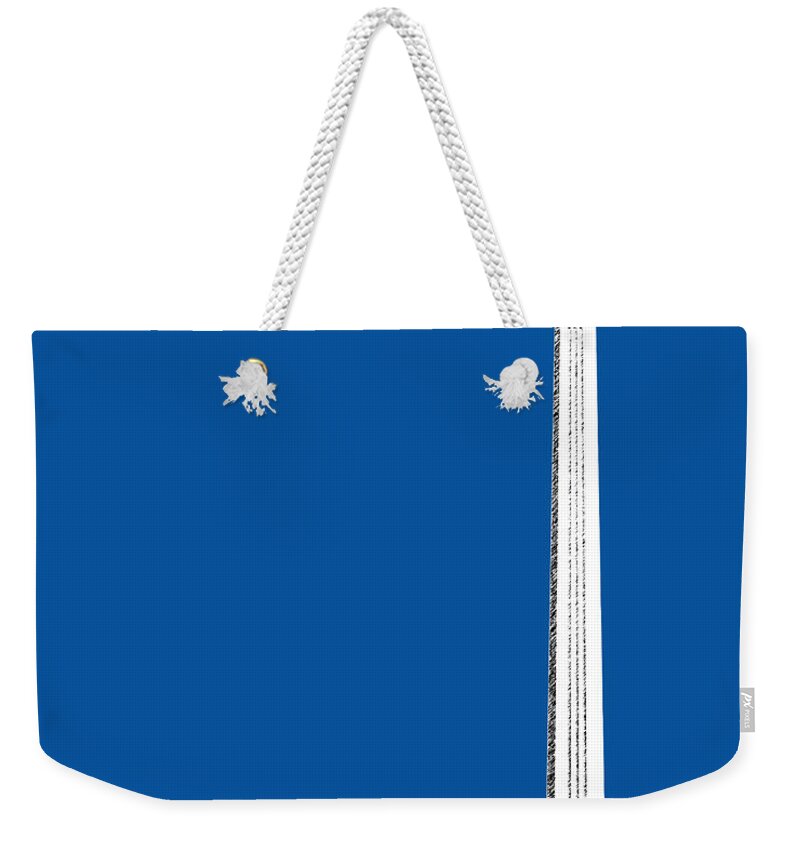 Architecture Weekender Tote Bag featuring the digital art Houston San Jacinto Monument - Royal Blue by DB Artist