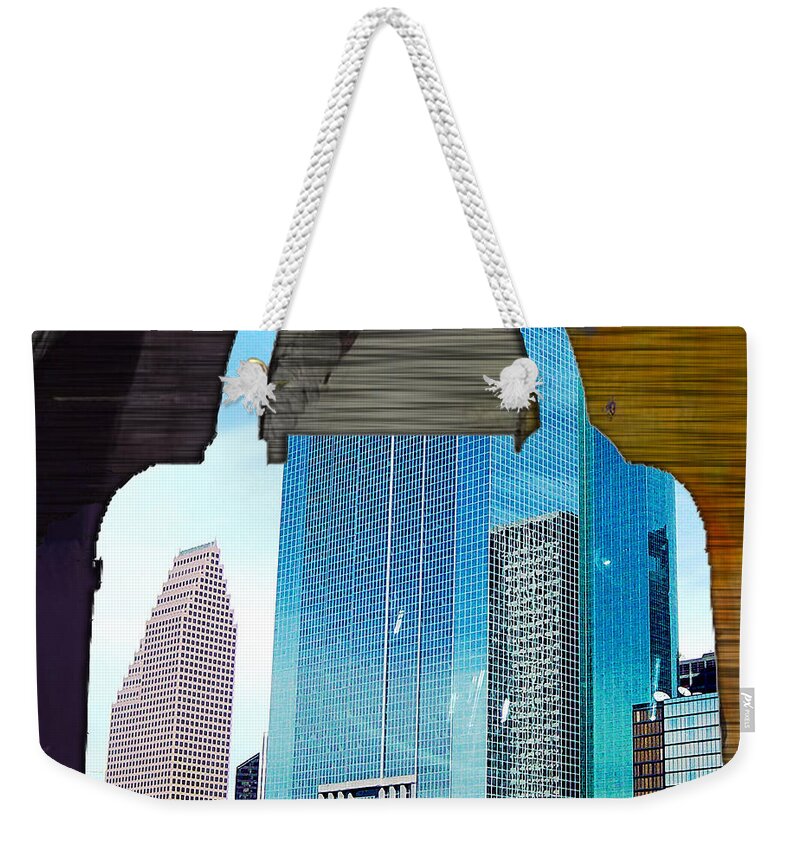 Houston Photographs Weekender Tote Bag featuring the mixed media Houston Texas Skyline in a Purse by Marvin Blaine
