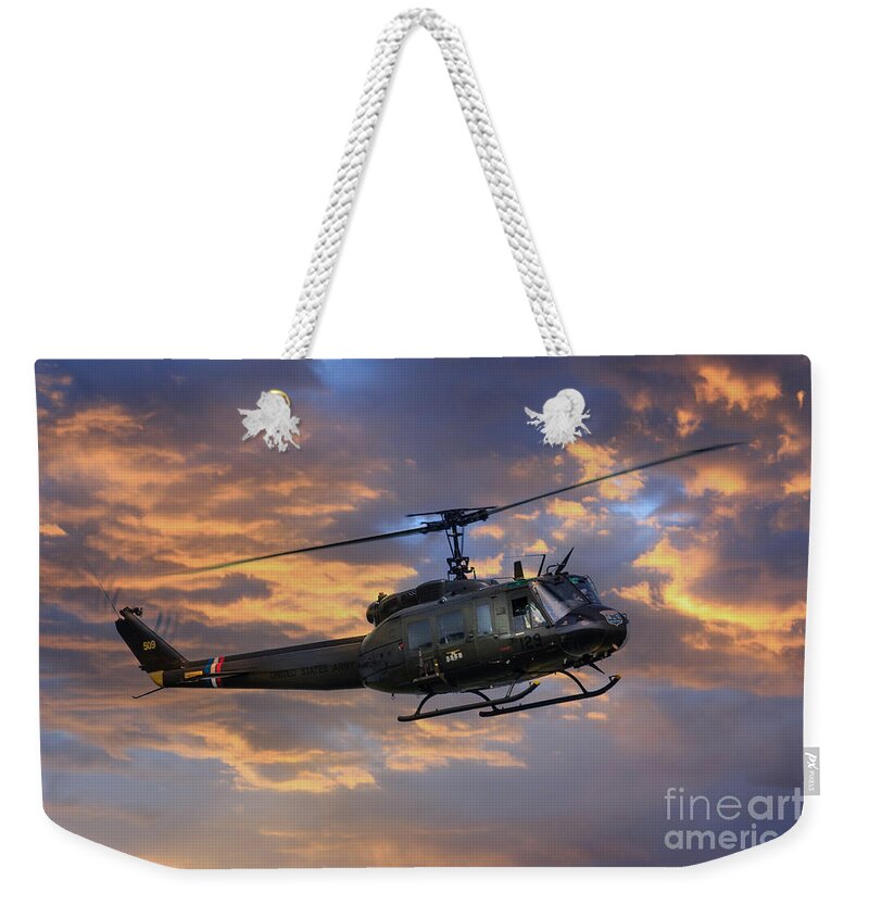 Bell Huey Weekender Tote Bag featuring the digital art Huey - Vietnam Workhorse by Airpower Art