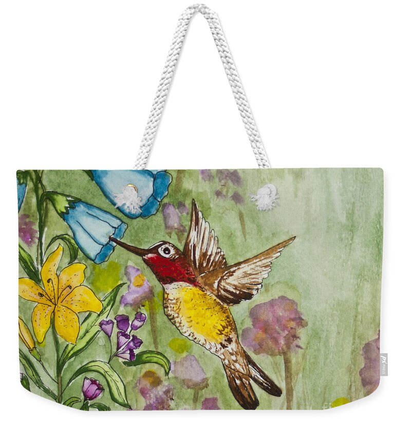 Humming Bird Weekender Tote Bag featuring the painting Humming Bird by Janis Lee Colon