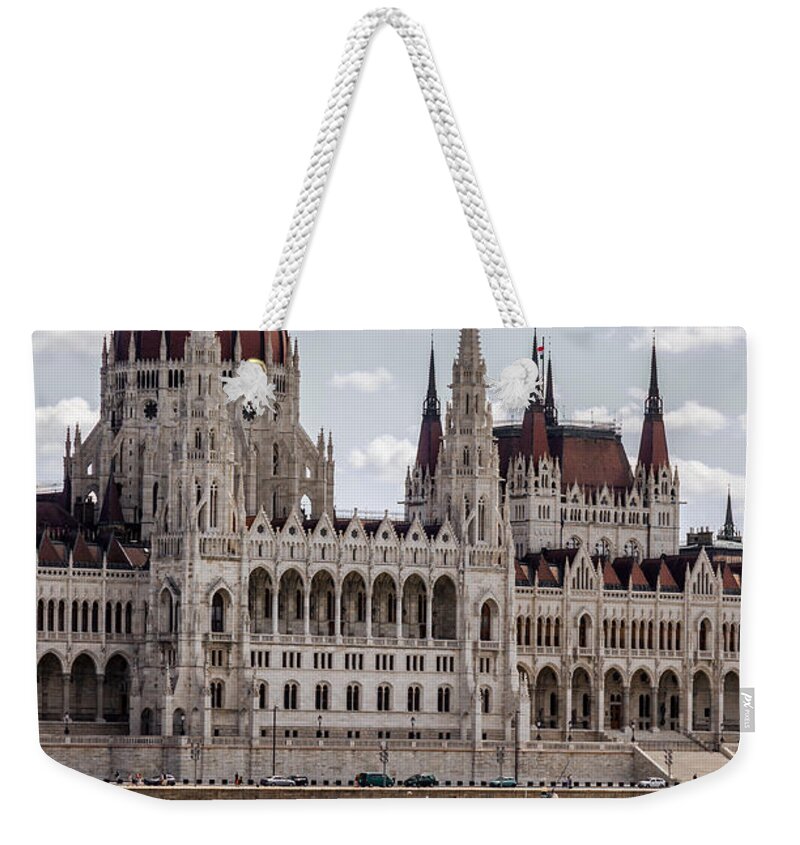 Country Weekender Tote Bag featuring the photograph Hungarian Parliament across the Danube by Pablo Lopez