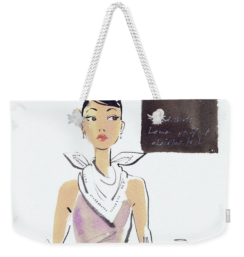 20-24 Years Weekender Tote Bag featuring the painting Hungry Woman Waiting For Meal by Ikon Images