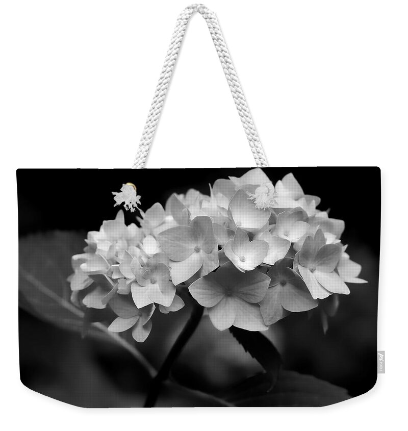 Hydrangea Weekender Tote Bag featuring the photograph Hydrangea Flower Bouquet Black and White by Jennie Marie Schell