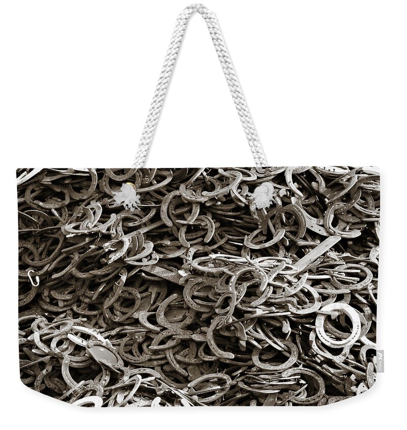 Horse Shoes Weekender Tote Bag featuring the photograph I Can't Find My Other Shoe by Carol Lynn Coronios