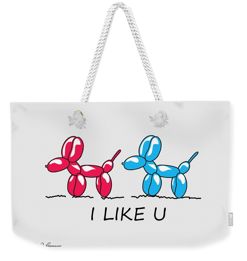  Love Weekender Tote Bag featuring the digital art I Like U by Mark Ashkenazi