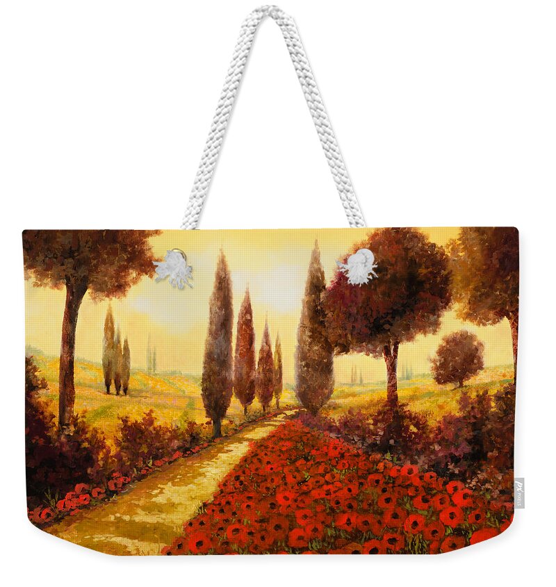 Poppy Fields Weekender Tote Bag featuring the painting I Papaveri In Estate by Guido Borelli