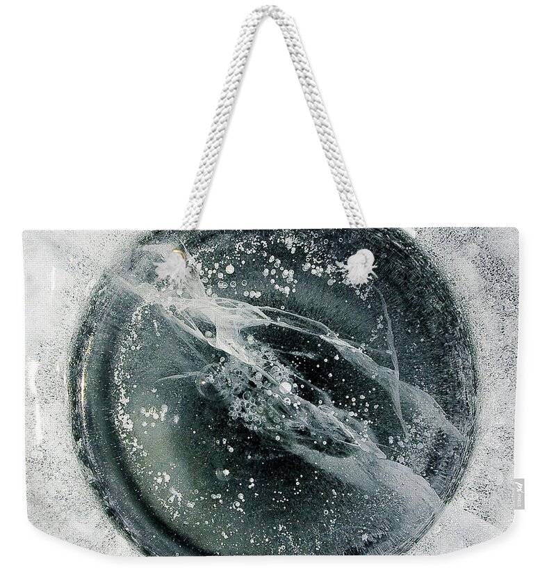 Ice Weekender Tote Bag featuring the photograph Ice Fishing Hole 8 by Steven Ralser