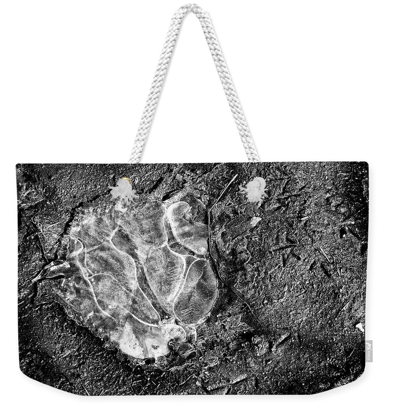 Ice Photograph Weekender Tote Bag featuring the photograph Ice Graffiti by Lucy VanSwearingen
