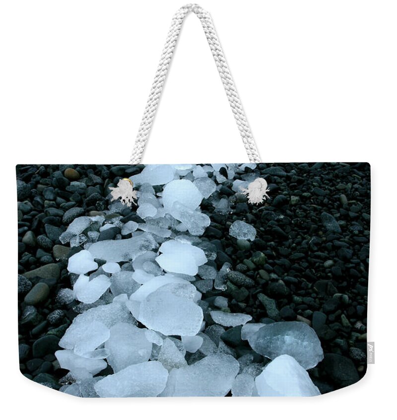 Iceberg Weekender Tote Bag featuring the photograph Ice Pebbles by Amanda Stadther