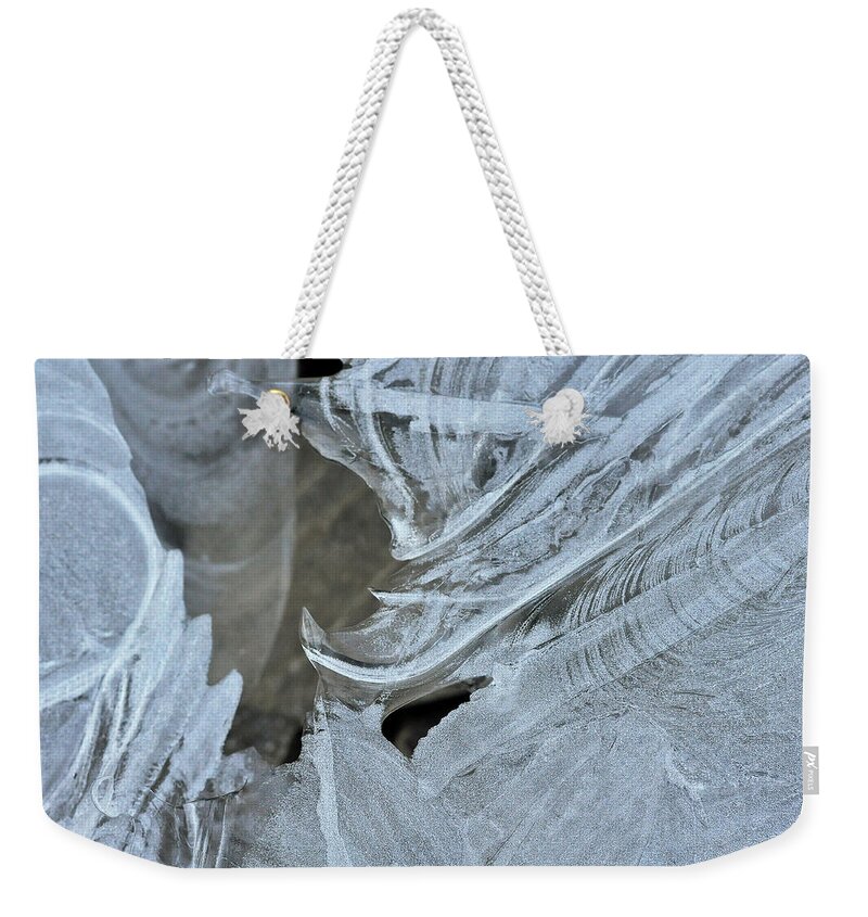 Ice Weekender Tote Bag featuring the photograph Ice Curves by Glenn Gordon