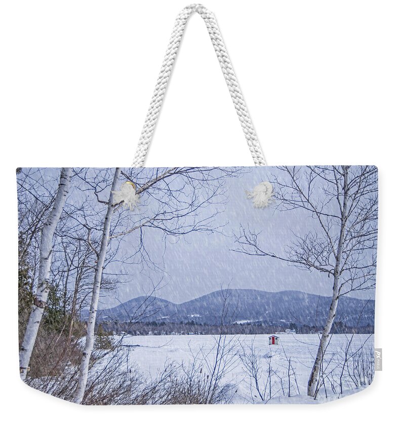 Maine Weekender Tote Bag featuring the photograph Ice Shack by Alana Ranney
