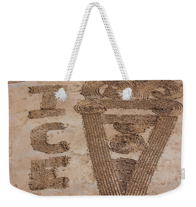 Sand Weekender Tote Bag featuring the photograph Ices on the Beach by Terri Waters
