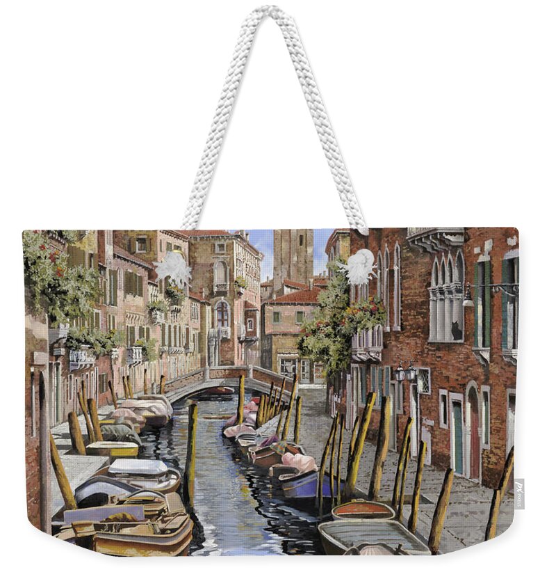 Venice Weekender Tote Bag featuring the painting il gatto nero a Venezia by Guido Borelli