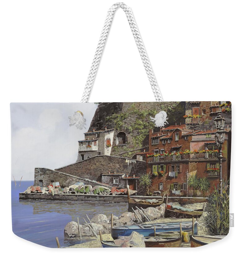 Italy Weekender Tote Bag featuring the painting il porto di Sorrento by Guido Borelli