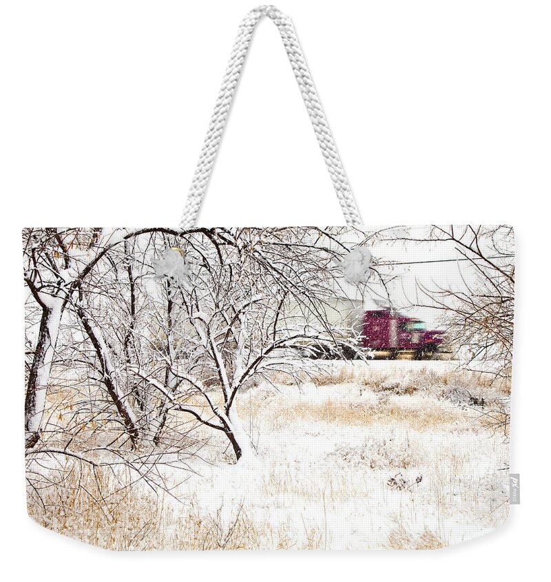Canada Weekender Tote Bag featuring the photograph I'll Be Home For Christmas by Theresa Tahara