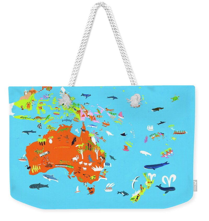 Abundance Weekender Tote Bag featuring the photograph Illustrated Map Of Australasian by Ikon Ikon Images