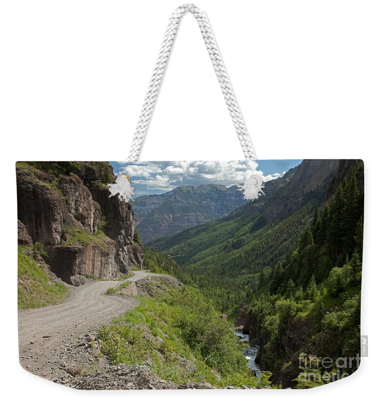 Colorado Weekender Tote Bag featuring the photograph Imogene Pass Road near Imogene Basin by Fred Stearns