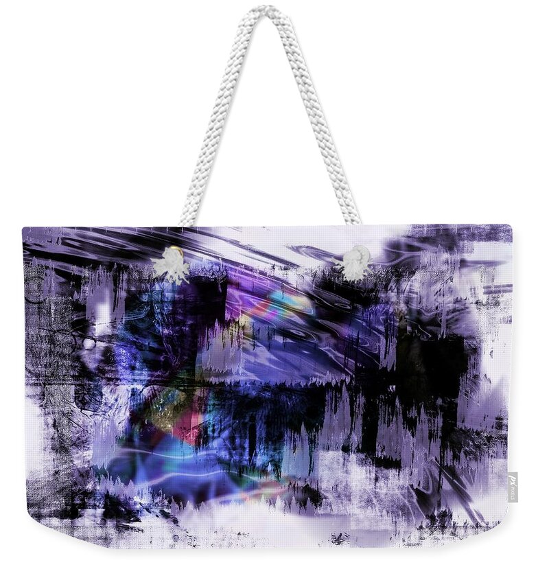 Abstract Weekender Tote Bag featuring the digital art In A Violet Rhythm by Art Di