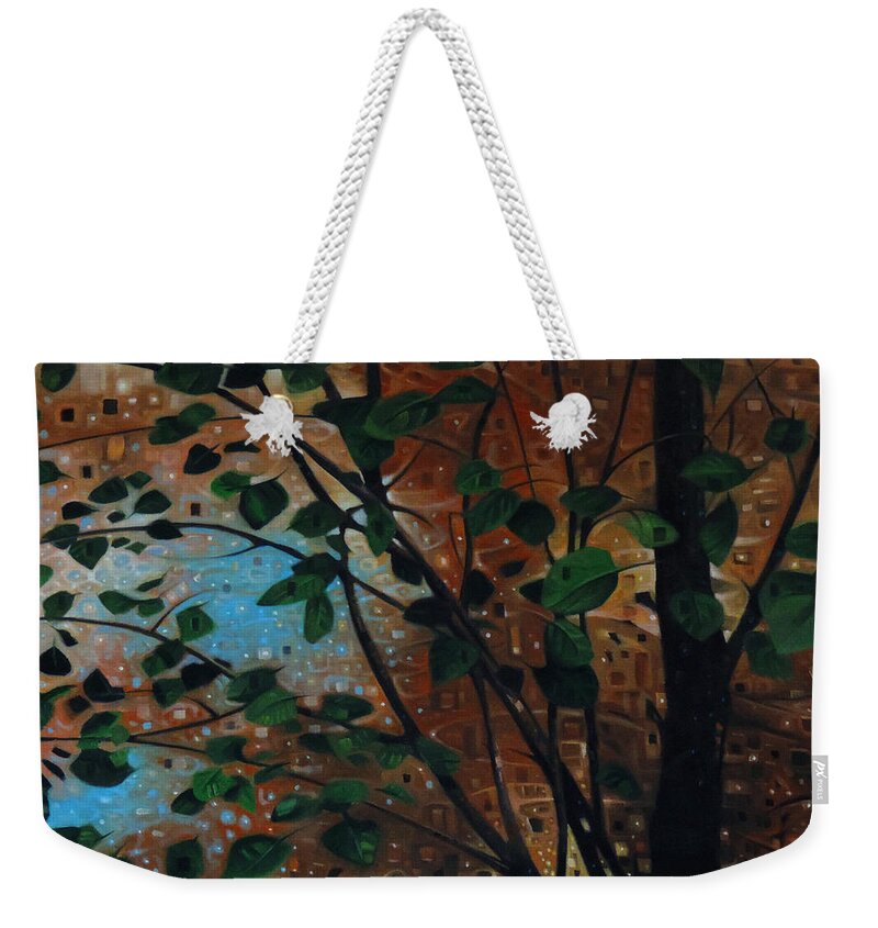Abstract Weekender Tote Bag featuring the painting In Mountain Brook by T S Carson