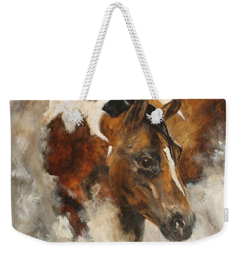 Paint Weekender Tote Bag featuring the painting In Stores Only by Barbie Batson