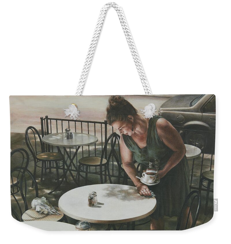Waitress Weekender Tote Bag featuring the painting In the Absence of a Dream by Yvonne Wright
