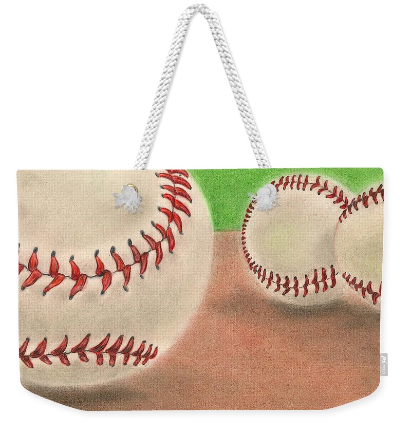 Baseball Weekender Tote Bag featuring the drawing In the Dirt by Troy Levesque