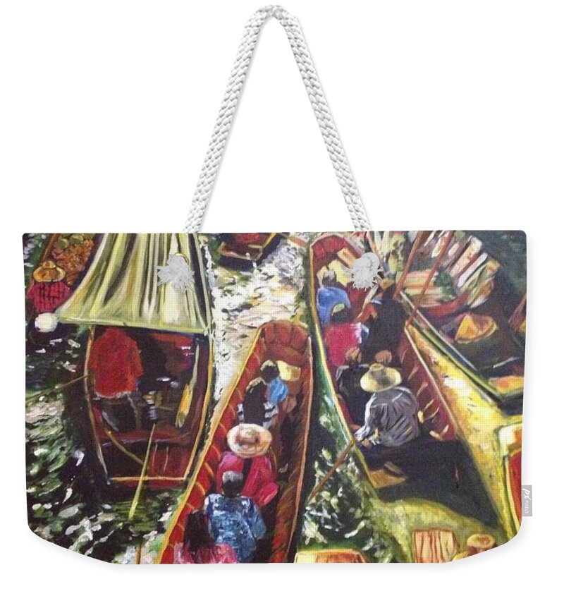 Thailand Weekender Tote Bag featuring the painting In the Same Boat by Belinda Low