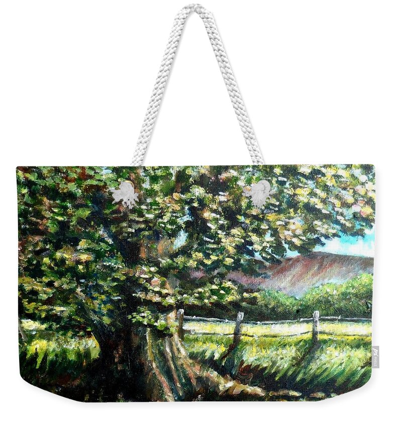 Tree Weekender Tote Bag featuring the painting In the Shade by Shana Rowe Jackson
