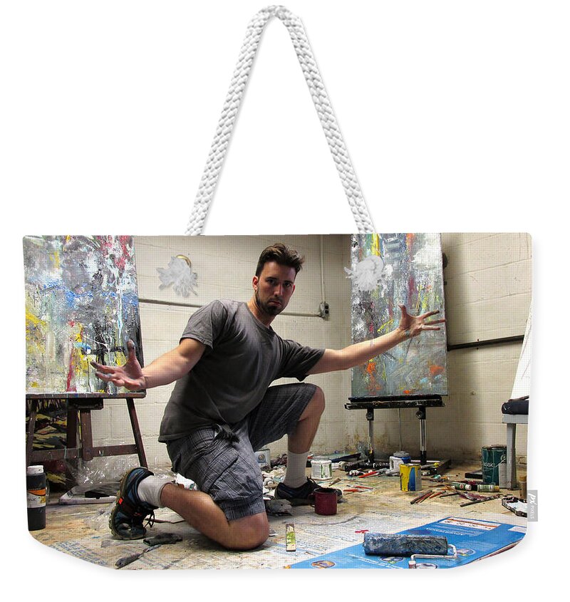 John Gholson Weekender Tote Bag featuring the painting In The Studio by John Gholson
