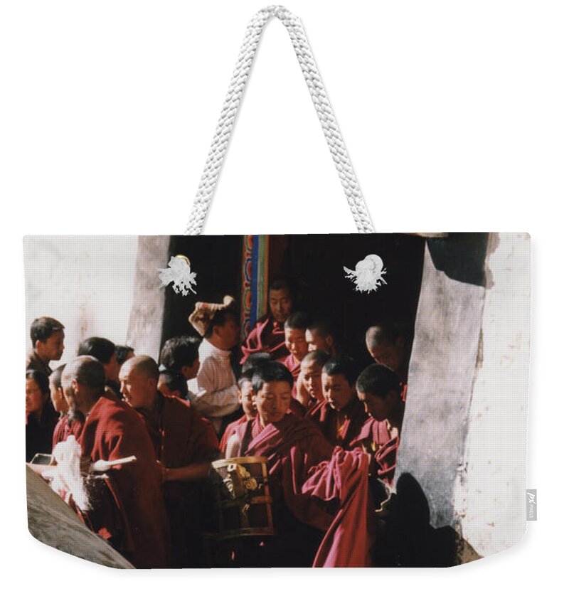 First Star Weekender Tote Bag featuring the photograph In Tibet Tibetan Monks 5 by jrr by First Star Art