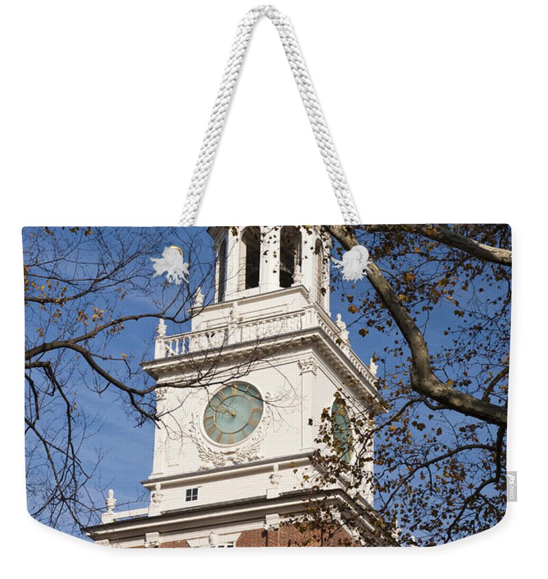 Philadelphia Weekender Tote Bag featuring the photograph Independence Hall by Jennifer Ancker