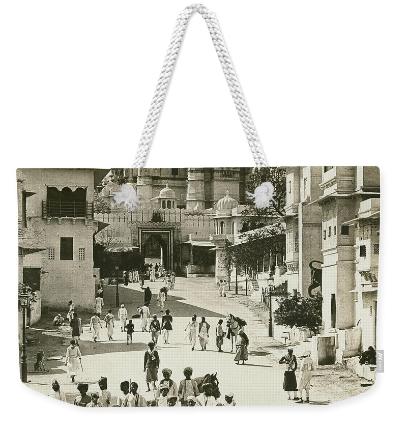 1907 Weekender Tote Bag featuring the photograph India Udaipur, C1907 by Granger