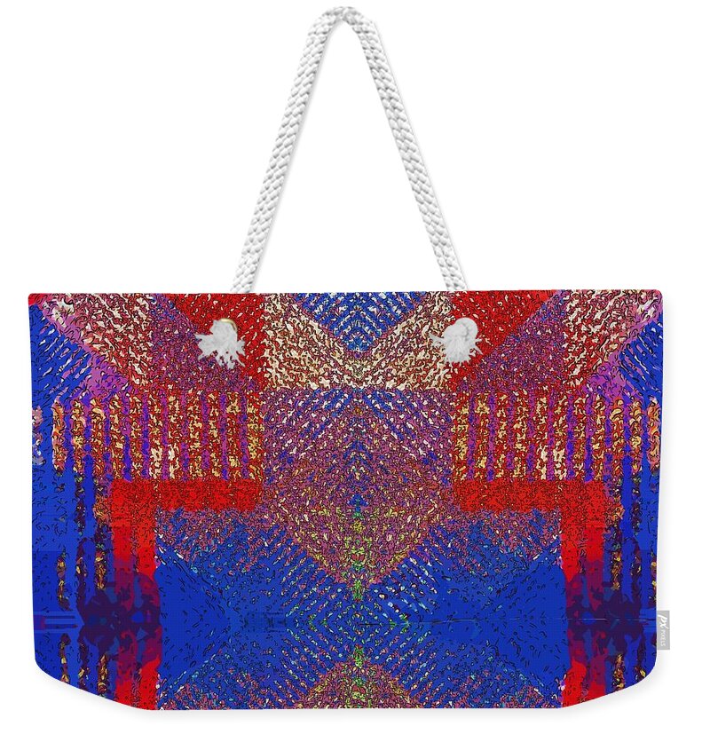 Indian Weekender Tote Bag featuring the digital art Indian Weave Abstract by Alec Drake