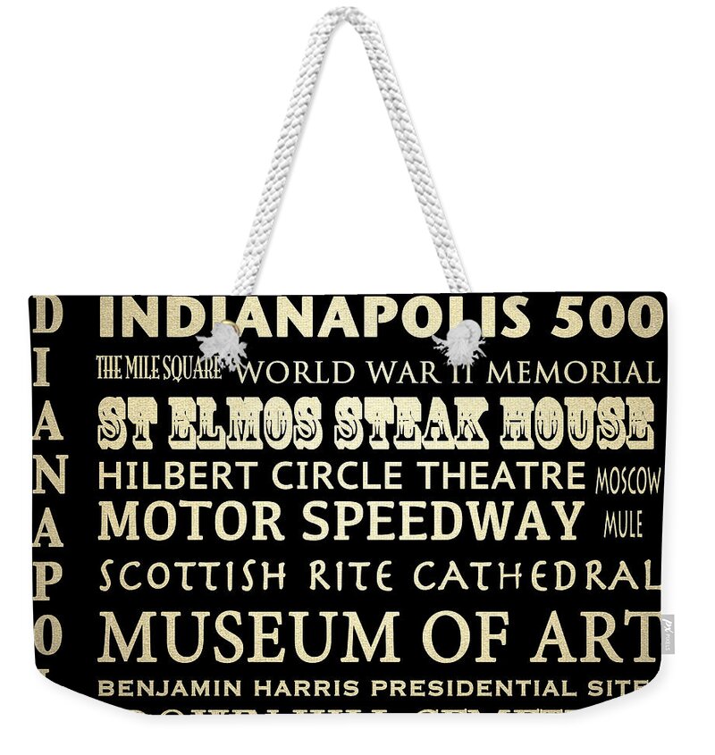 Indianapolis Weekender Tote Bag featuring the digital art Indianapolis Famous Landmarks #1 by Patricia Lintner