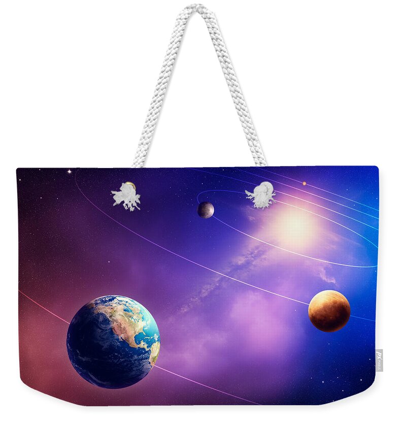Planet Weekender Tote Bag featuring the photograph Inner solar system planets by Johan Swanepoel