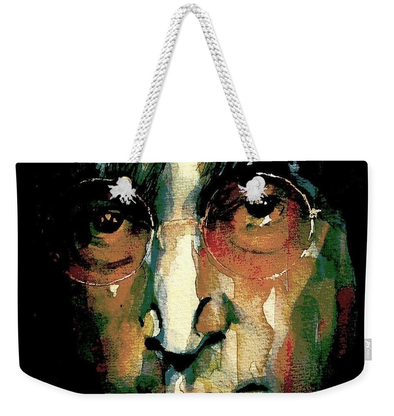 John Lennon Weekender Tote Bag featuring the painting Instant Karma by Paul Lovering