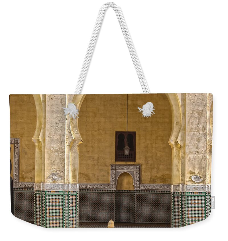 Moroccan Weekender Tote Bag featuring the photograph Interior mausoleum Moulay Ismail by Patricia Hofmeester