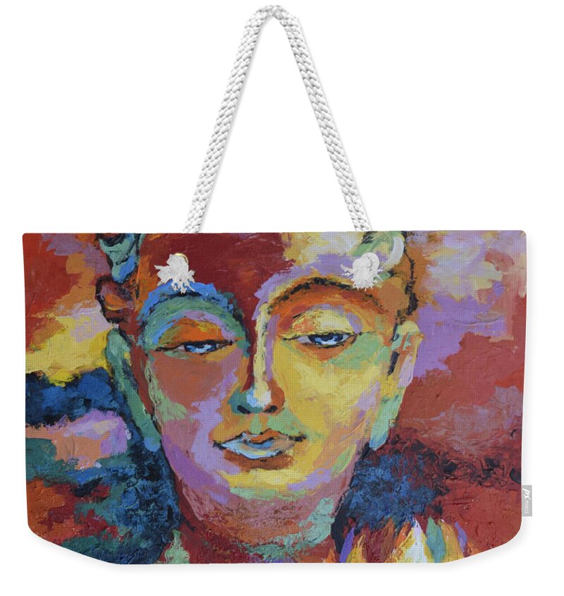 Buddha Weekender Tote Bag featuring the painting Introspection by Jyotika Shroff