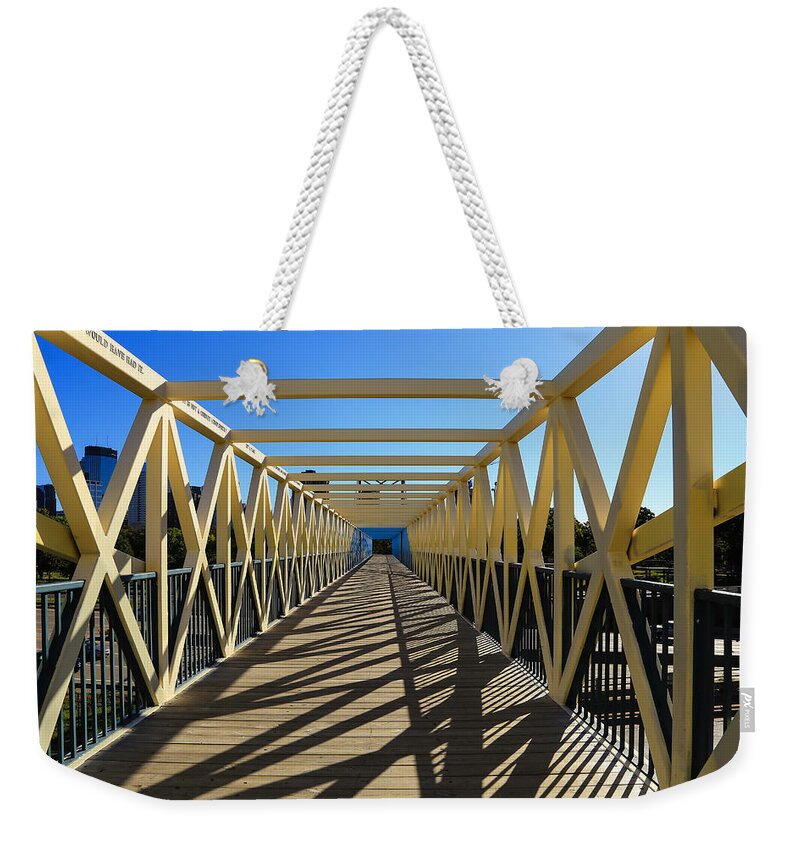 Irene Hixon Whitney Bridge Weekender Tote Bag featuring the photograph Irene Hixon Whitney Bridge by Rachel Cohen