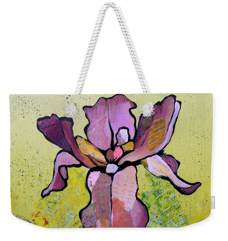 Flower Weekender Tote Bag featuring the painting Iris II by Shadia Derbyshire