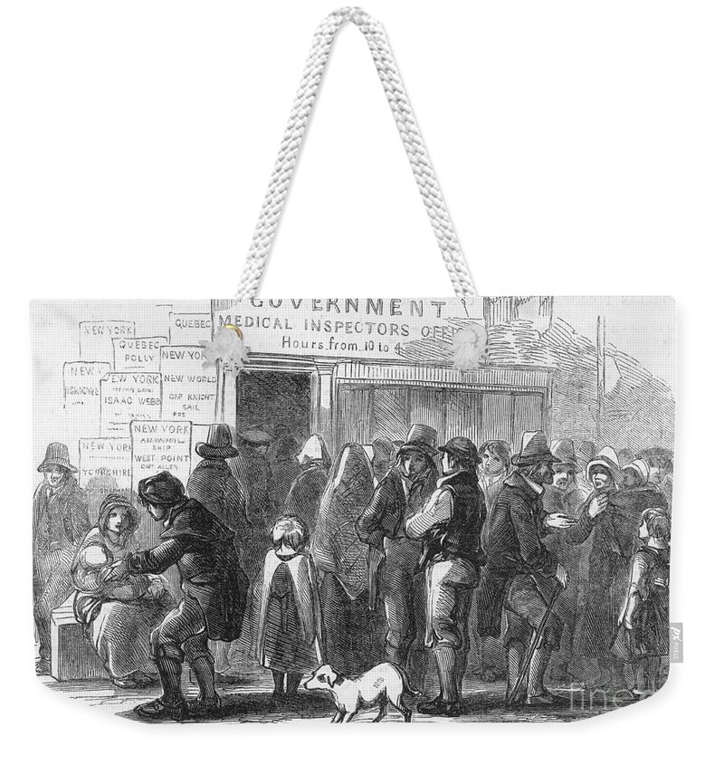 1850 Weekender Tote Bag featuring the photograph Irish Immigration by Granger