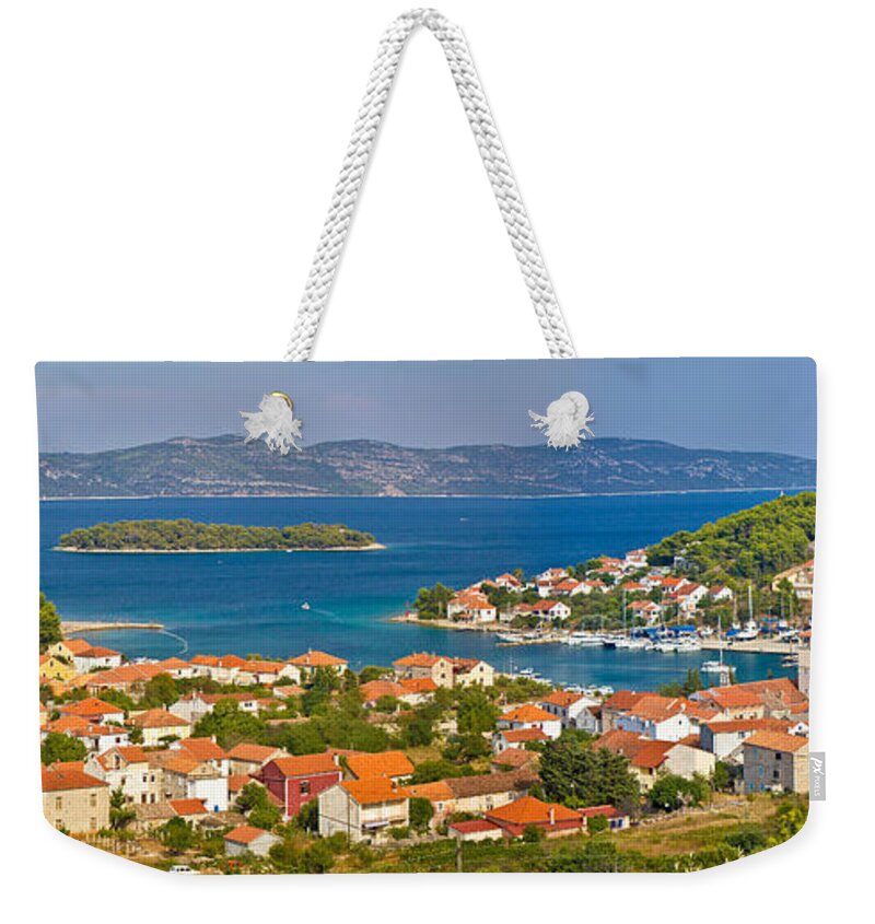 Croatia Weekender Tote Bag featuring the photograph Island of Veli Iz panoramic view by Brch Photography