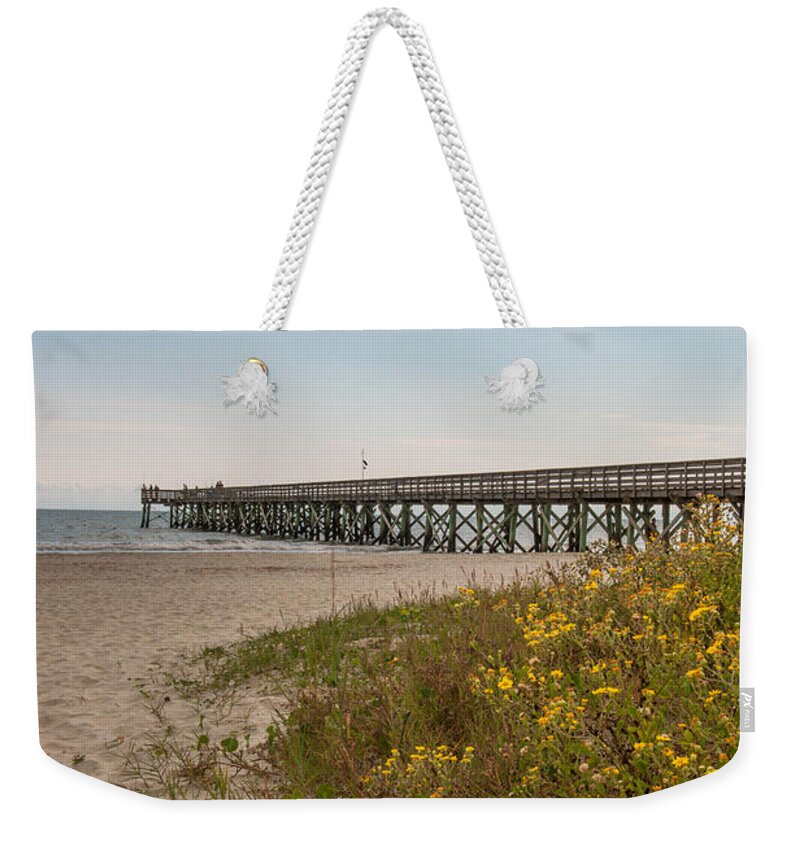 Isle Of Palms Weekender Tote Bag featuring the photograph Isle of Palms Pier by Dale Powell