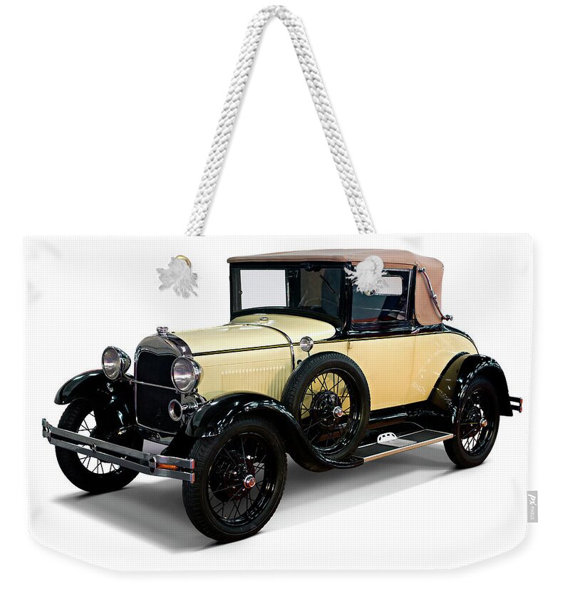 Shadow Weekender Tote Bag featuring the photograph Isolated Vintage Convertible Car by Inkout