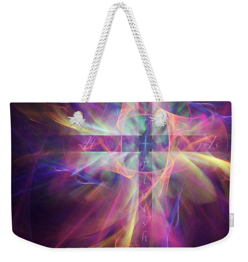 Cross Weekender Tote Bag featuring the digital art It Is Finished by Margie Chapman